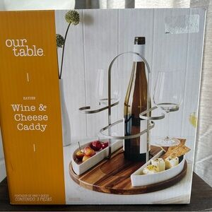 Wine & Cheese Caddy - Silver and Brown